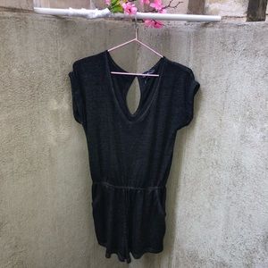 Derek Heart V-Neck Romper w/Pockets Cuffed Sleeves